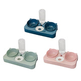 Maxbell 3 in 1 Dog Cat Bowls Water and Food Bowl Set for Rabbit Small or Medium Dogs Dark Blue