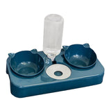 Maxbell 3 in 1 Dog Cat Bowls Water and Food Bowl Set for Rabbit Small or Medium Dogs Dark Blue