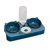 Maxbell 3 in 1 Dog Cat Bowls Water and Food Bowl Set for Rabbit Small or Medium Dogs Dark Blue