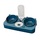 Maxbell 3 in 1 Dog Cat Bowls Water and Food Bowl Set for Rabbit Small or Medium Dogs Dark Blue