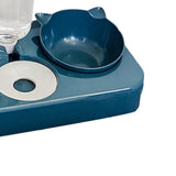 Maxbell 3 in 1 Dog Cat Bowls Water and Food Bowl Set for Rabbit Small or Medium Dogs Dark Blue