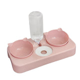 Maxbell 3 in 1 Dog Cat Bowls Water and Food Bowl Set for Rabbit Small or Medium Dogs Pink
