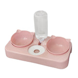 Maxbell 3 in 1 Dog Cat Bowls Water and Food Bowl Set for Rabbit Small or Medium Dogs Pink