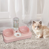 Maxbell 3 in 1 Dog Cat Bowls Water and Food Bowl Set for Rabbit Small or Medium Dogs Pink