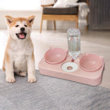 Maxbell 3 in 1 Dog Cat Bowls Water and Food Bowl Set for Rabbit Small or Medium Dogs Pink