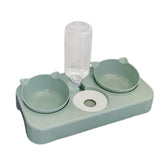 Maxbell 3 in 1 Dog Cat Bowls Water and Food Bowl Set for Rabbit Small or Medium Dogs Green