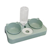 Maxbell 3 in 1 Dog Cat Bowls Water and Food Bowl Set for Rabbit Small or Medium Dogs Green
