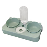 Maxbell 3 in 1 Dog Cat Bowls Water and Food Bowl Set for Rabbit Small or Medium Dogs Green