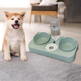 Maxbell 3 in 1 Dog Cat Bowls Water and Food Bowl Set for Rabbit Small or Medium Dogs Green