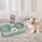 Maxbell 3 in 1 Dog Cat Bowls Water and Food Bowl Set for Rabbit Small or Medium Dogs Green