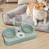 Maxbell 3 in 1 Dog Cat Bowls Water and Food Bowl Set for Rabbit Small or Medium Dogs Green