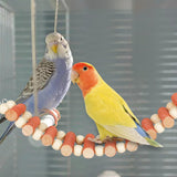 Maxbell Parrot Bridge Chewing Toy Wooden Ladder Bridge for Lovebirds Budgie Parakeet orange