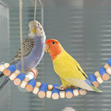 Maxbell Parrot Bridge Chewing Toy Wooden Ladder Bridge for Lovebirds Budgie Parakeet blue