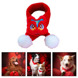 Maxbell Pet New Year Scarf Washable Dog Knitted Scarf for Kitten Puppy New Year Gift Red Nianshou