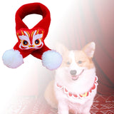 Maxbell Pet New Year Scarf Washable Dog Knitted Scarf for Kitten Puppy New Year Gift Red Nianshou