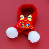 Maxbell Pet New Year Scarf Washable Dog Knitted Scarf for Kitten Puppy New Year Gift Dragon Lucky