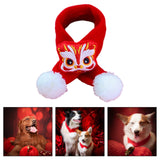Maxbell Pet New Year Scarf Washable Dog Knitted Scarf for Kitten Puppy New Year Gift Lion