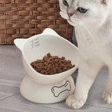 Maxbell Tilted Cat Food Bowl Extra Wide for Small, Medium and Large Cats Indoor Cats White