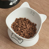 Maxbell Tilted Cat Food Bowl Extra Wide for Small, Medium and Large Cats Indoor Cats White