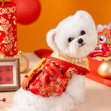 Maxbell New Year Dog Costume Cute Tassel Warm Pet Winter Coat for Puppy Teddy Bichon