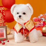 Maxbell New Year Dog Costume Cute Tassel Warm Pet Winter Coat for Puppy Teddy Bichon