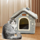 Maxbell Cat Bed Snooze Removable Sleeping Kennel Cat House for Kitten Dog Puppy Gray