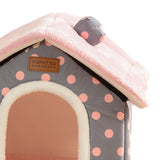 Maxbell Cat Bed Snooze Removable Sleeping Kennel Cat House for Kitten Dog Puppy Pink Dots