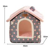 Maxbell Cat Bed Snooze Removable Sleeping Kennel Cat House for Kitten Dog Puppy Pink Dots