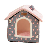 Maxbell Cat Bed Snooze Removable Sleeping Kennel Cat House for Kitten Dog Puppy Pink Dots