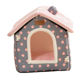 Maxbell Cat Bed Snooze Removable Sleeping Kennel Cat House for Kitten Dog Puppy Pink Dots