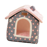 Maxbell Cat Bed Snooze Removable Sleeping Kennel Cat House for Kitten Dog Puppy Pink Dots