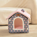 Maxbell Cat Bed Snooze Removable Sleeping Kennel Cat House for Kitten Dog Puppy Pink Dots