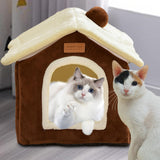 Maxbell Cat Bed Snooze Removable Sleeping Kennel Cat House for Kitten Dog Puppy Coffee