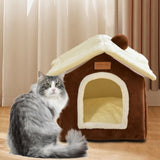 Maxbell Cat Bed Snooze Removable Sleeping Kennel Cat House for Kitten Dog Puppy Coffee