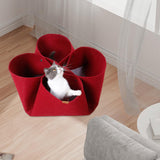 Maxbell Cat Tunnel Mat Cat House for Indoor Cats for Small Animals Puppy Rabbit Red