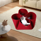 Maxbell Cat Tunnel Mat Cat House for Indoor Cats for Small Animals Puppy Rabbit Red