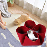Maxbell Cat Tunnel Mat Cat House for Indoor Cats for Small Animals Puppy Rabbit Red