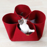 Maxbell Cat Tunnel Mat Cat House for Indoor Cats for Small Animals Puppy Rabbit Red