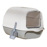Maxbell Fully Covered Cat Litter Boxes Detachable for Small Animals Kitten Potty Pan Gray