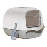Maxbell Fully Covered Cat Litter Boxes Detachable for Small Animals Kitten Potty Pan Gray