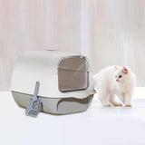 Maxbell Fully Covered Cat Litter Boxes Detachable for Small Animals Kitten Potty Pan Gray