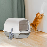 Maxbell Fully Covered Cat Litter Boxes Detachable for Small Animals Kitten Potty Pan Gray