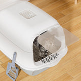 Maxbell Fully Covered Cat Litter Boxes Detachable for Small Animals Kitten Potty Pan Gray