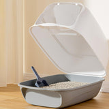 Maxbell Fully Covered Cat Litter Boxes Detachable for Small Animals Kitten Potty Pan Gray