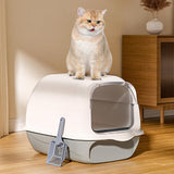 Maxbell Fully Covered Cat Litter Boxes Detachable for Small Animals Kitten Potty Pan Gray