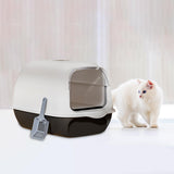 Maxbell Fully Covered Cat Litter Boxes Detachable for Small Animals Kitten Potty Pan Black