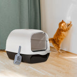 Maxbell Fully Covered Cat Litter Boxes Detachable for Small Animals Kitten Potty Pan Black
