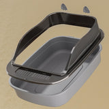 Maxbell Open Top Pet Litter Tray Cat Sand Box High Sided High Sided Cat Litter Boxes Gray