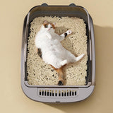 Maxbell Open Top Pet Litter Tray Cat Sand Box High Sided High Sided Cat Litter Boxes Gray