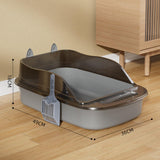 Maxbell Open Top Pet Litter Tray Cat Sand Box High Sided High Sided Cat Litter Boxes Gray